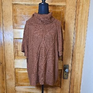 Apt. 9 Warm Brown Short Sleeve Turtleneck Sweater 1X